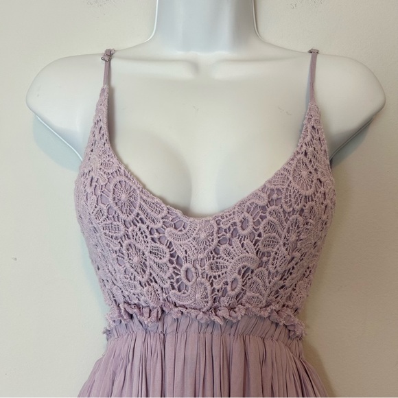 Pink Lily Boho Lavender Purple Crochet Maxi Dress Size Small - Picture 5 of 12